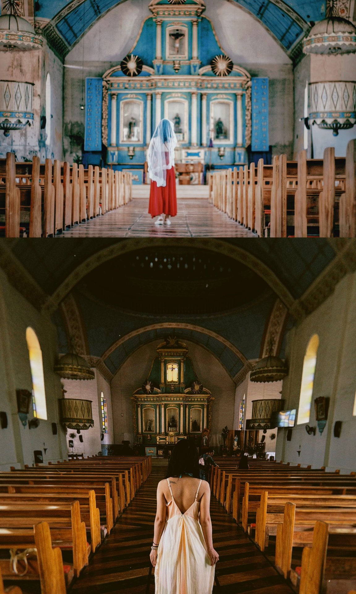 Lazi Church: top 2018 with veil, bottom 2026