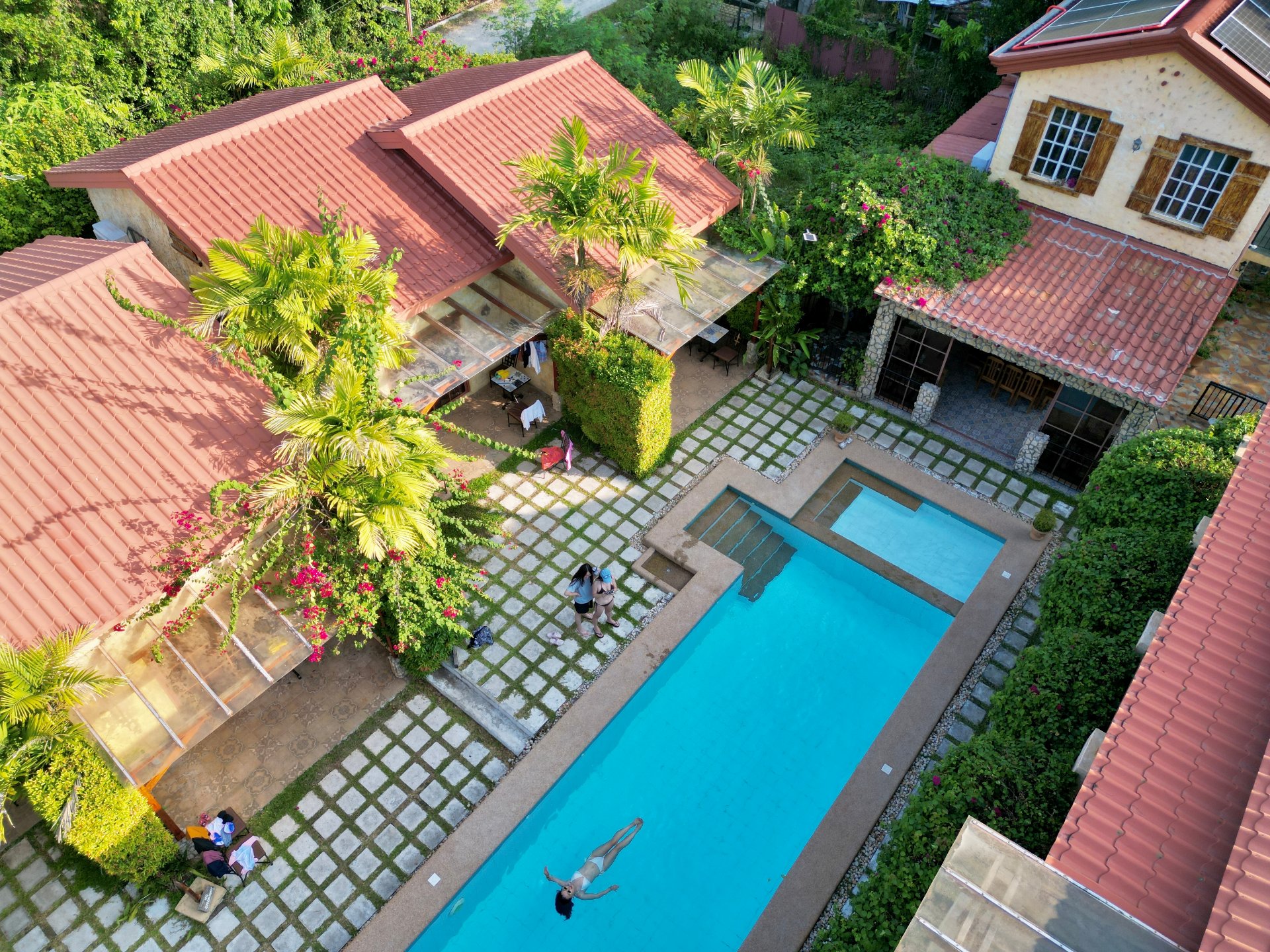 The pool villa we stayed at (drone shot)